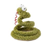 ZEZE Forest Snake Spring Interactive Cat Toy with Scratch Base, Bouncy Spiral Plush Teaser with Crinkle Sound & Ribbon, Self-Play Boredom Relief for Indoor Cats