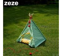 ZEZE Green Checked Teepee Pet Tent