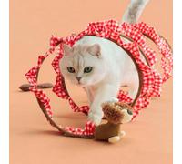 ZEZE Monica Spring Cat Tunnel Toy with Catnip & Crinkle, 360° Spiral Tube, Feather Tip, Bell & Hanging Toy, 11-Inch Opening, Collapsible Cat Tunnel for Indoor Cats