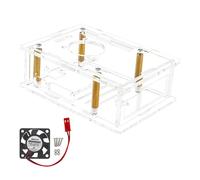 ZEZEFUFU 1 Set Acrylic Case with Cooling Fan for Raspberry Pi 5, Transparent Enclosure Box Protective Case Cooling Fan