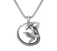 ZEZEZ Cyberpunk Alien Pendant Necklace for Men & Women - Adjustable 60+5cm Box Chain Hip Hop Y2K Gothic Jewelry | Unisex Gift for Daily Wear, Parties & Street Style