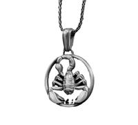 ZEZEZ Hip Hop Necklace for Men & Women - Scorpio Zodiac Pendant Stainless Steel Chain | Unisex 65cm Box Chain for Daily Wear, Gifts, and Y2K Style