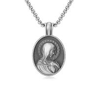 ZEZEZ Hip Hop Virgin Mary Pendant Necklace for Men & Women - Stainless Steel Gothic Cross Chain with Adjustable 60+5cm Length | Edgy Y2K Gift for Daily Wear & Parties
