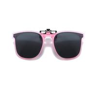 ZEZEZ Kids Clip-On Polarized Sunglasses S28, UV400 Foldable Flip-Up TAC Lens, Sun Protection for Children 3-12, Portable Case Included(Pink)