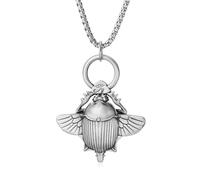 ZEZEZ Men’s Hip Hop Necklace with Retro Egyptian Scarab Pendant - Punk Gothic Y2K Style Adjustable Box Chain Jewelry for Halloween & Daily Wear (Unisex)