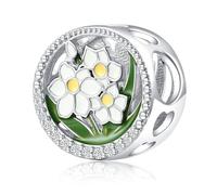 ZEZEZ Retro Ins Style December Flower Story 925 Sterling Silver for Womens PandoraBiagi, Troll and Chamilia European Biagi Troll and Chamilia European Bracelet Necklaces(1 (January daffodil))
