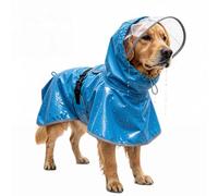 ZEZEZ Waterproof Dog Raincoat with Reflective Stripes, Harness Hole, Adjustable Drawstring - for Small to Large Dogs(Blue,2XL 7.5 - 12.5 kg)
