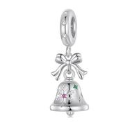 ZEZEZ Womens 925 Sterling Silver Christmas Gift Bell Charms Dangle Bead for Pandora, Biagi, Troll and Chamilia European Bracelet Necklaces Original BSC1067