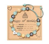ZEZHOMCHI Happy Birthday Gifts for Women, Natural Stone Beaded Charm Bracelet Christmas Gift for Daughter Granddaughter Niece, Middle, Stainless Steel, no gemstone