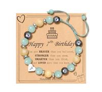ZEZHOMCHI Happy Birthday Gifts for Women, Natural Stone Beaded Charm Bracelet Christmas Gift for Daughter Granddaughter Niece, Middle, Stainless Steel, no gemstone
