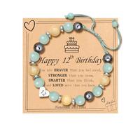 ZEZHOMCHI Happy Birthday Gifts for Women, Natural Stone Beaded Charm Bracelet Christmas Gift for Daughter Granddaughter Niece, Middle, Stainless Steel, no gemstone