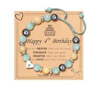 ZEZHOMCHI Happy Birthday Gifts for Women, Natural Stone Beaded Charm Bracelet Christmas Gift for Daughter Granddaughter Niece, Middle, Stainless Steel, no gemstone