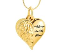 ZEZILE Always In My Heart Customized Cremation Pendant Necklace With Heart Small Urns For Human/Pet Ashes Openable Pendants Jewelry