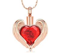 ZEZILE Angel Wing Heart Urn Necklace for Ashes Cremation Jewelry Stainless Steel Crystal Pendant Keepsake Memorial Gift for Women