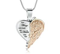 ZEZILE Angel Wing Urn Necklace for Ashes Heart Cremation Jewelry Stainless Steel Ashes Pendant for Women Men Keepsake Memorial Jewelry