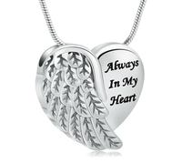 ZEZILE Angel Wing Urn Necklaces for Ashes Heart Cremation Jewelry for Women Men Stainless Steel Ashes Pendant Keepsake Memorial Jewelry