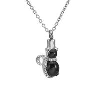 ZEZILE Black Cat Cremation Necklace - Stainless Steel Ashes Pendant Urn for Human Memorial Jewelry Keepsake