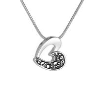 ZEZILE Black White Heart Memorial Urn Pendant for Human Ashes - Stainless Steel Cremation Jewelry Keepsake