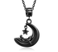 ZEZILE Cat Cremation Jewelry Moon Star Urn Necklace for Ashes Stainless Steel Ashes Pendant for Pet Human Keepsake Memorial for Jewelry