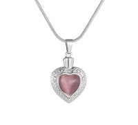 ZEZILE Cat's Heart Cremation Necklace - Stainless Steel Urn Pendant for Human Ashes, Memorial Jewelry Keepsake
