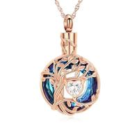 ZEZILE Cirlcle Cremation Jewelry Tree of Life Urn Necklaces for Ashes for Women Men Memorial Human Ashes Pendant