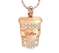 ZEZILE Coffee Cup Cremation Jewelry for Women Men Ashes Pendant for Human Pet Heart Cup Keepsake Urn Necklace Memorial Jewelry