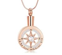 ZEZILE Compass Urn Necklace for Ashes Crystal Jewelry Ashes Pendant Memorial Ashes Keepsake Necklace