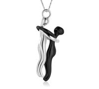 ZEZILE Couple Snuggle Hug Cremation Jewelry Charm Pendant Keepsake Urns Necklace for Ashes Stainless Steel Memorial For Lover's Gift