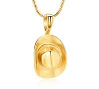 ZEZILE Cowboy Hat Cremation Urn Necklace For Human/Pet Ashes Cowboy Cap Stainless Steel Pendant Keepsake Jewelry Ash Holder For Men