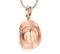 ZEZILE Cowboy Hat Cremation Urn Necklace For Human/Pet Ashes Cowboy Cap Stainless Steel Pendant Keepsake Jewelry Ash Holder For Men