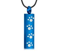 ZEZILE Cremation Jewellery Rectangle Urn Necklace for Ashes Paw Print Keepsake Memorial Jewelry for Pet Stainless Steel Ashes Pendant