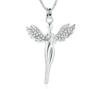 ZEZILE Cremation Jewelry Angel Lady Urn Necklace for Ashes for Women Memorial Keepsake Urn Locket Pendant Necklace
