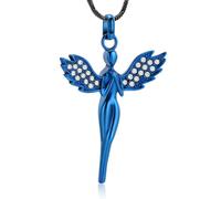 ZEZILE Cremation Jewelry Angel Lady Urn Necklace for Ashes for Women Memorial Keepsake Urn Locket Pendant Necklace