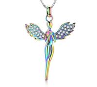 ZEZILE Cremation Jewelry Angel Lady Urn Necklace for Ashes for Women Memorial Keepsake Urn Locket Pendant Necklace