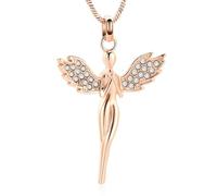 ZEZILE Cremation Jewelry Angel Lady Urn Necklace for Ashes for Women Memorial Keepsake Urn Locket Pendant Necklace