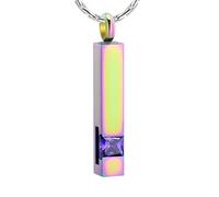 ZEZILE Cremation Jewelry Ashes Necklace Birthstone Colorful Cube Urn Pendant Memorial Loved Ones Ash Holder Keepsake Gift for Women Men