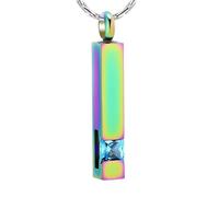 ZEZILE Cremation Jewelry Ashes Necklace Birthstone Colorful Cube Urn Pendant Memorial Loved Ones Ash Holder Keepsake Gift for Women Men