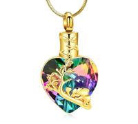 ZEZILE Cremation Jewelry Blue Heart Urn Ashes Necklace for Women Elephant Pendant Ashes Keepsake Holder