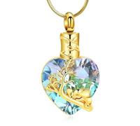 ZEZILE Cremation Jewelry Blue Heart Urn Ashes Necklace for Women Elephant Pendant Ashes Keepsake Holder