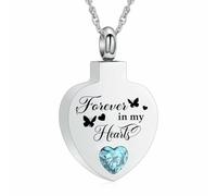 ZEZILE Cremation Jewelry Butterfly Heart Urn Necklace for Ashes for Women Men Pendant Memorial Keepsake Jewellery Forever in My Heart