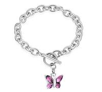 ZEZILE Cremation Jewelry Crystal Butterfly Urn Bracelet for Ashes Stainless Steel Keepsake Memorial Human Ashes Jewelry for Women Men