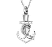 ZEZILE Cremation Jewelry for Ashes Anchor Urn Necklace for Ashes Stainless Steel Memorial Ashes Hold Keepsake Urn Pendant for Women Men
