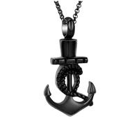 ZEZILE Cremation Jewelry for Ashes Anchor Urn Necklace for Ashes Stainless Steel Memorial Ashes Hold Keepsake Urn Pendant for Women Men