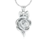 ZEZILE Cremation Jewelry for Ashes Flower Shape Pendant Memorial Urn Necklace Stainless Steel Funeral Ashes Holder Keepsake for Women