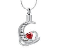 ZEZILE Cremation Jewelry for Ashes I Love You to The Moon and Back Urn Necklace Keepsake Birthstone Pendant Memorial Gifts for Women