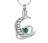 ZEZILE Cremation Jewelry for Ashes I Love You to The Moon and Back Urn Necklace Keepsake Pendant Memorial Gifts for Women