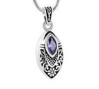 ZEZILE Cremation Jewelry Necklace Urn With Blue Black Purple Zircon Stainless Steel Keepsake Pendant Ashes Holder