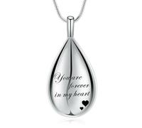 ZEZILE Cremation Jewelry Teardrop Urn Necklace for Ashes Stainless Steel Memorial Human Pet Ashes Keepsake Pendant for Women Men