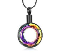 ZEZILE Cremation Jewelry Urn Necklace for Ashes Crystal Circle of Life Memorial Pendant Loved Ones Eternity Keepsake for Women Men