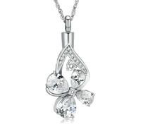ZEZILE Cremation Jewelry Water Droplets Urn Necklace for Ashes Crystal Ash Pendant Stainless Steel Keepsake Memorial Jewelry for Women